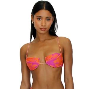 Melissa Simone Daryn Underwire Bikini Top Pink & Orange Floral Print Size XS NWT